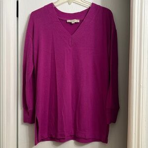 LOFT Fuchsia V-Neck Sweater